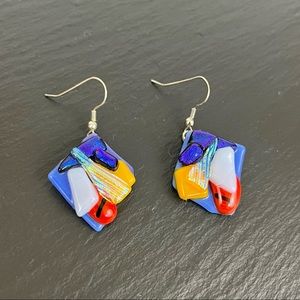 Dichroic Glass Fused Colorful Art Handmade Earrings
